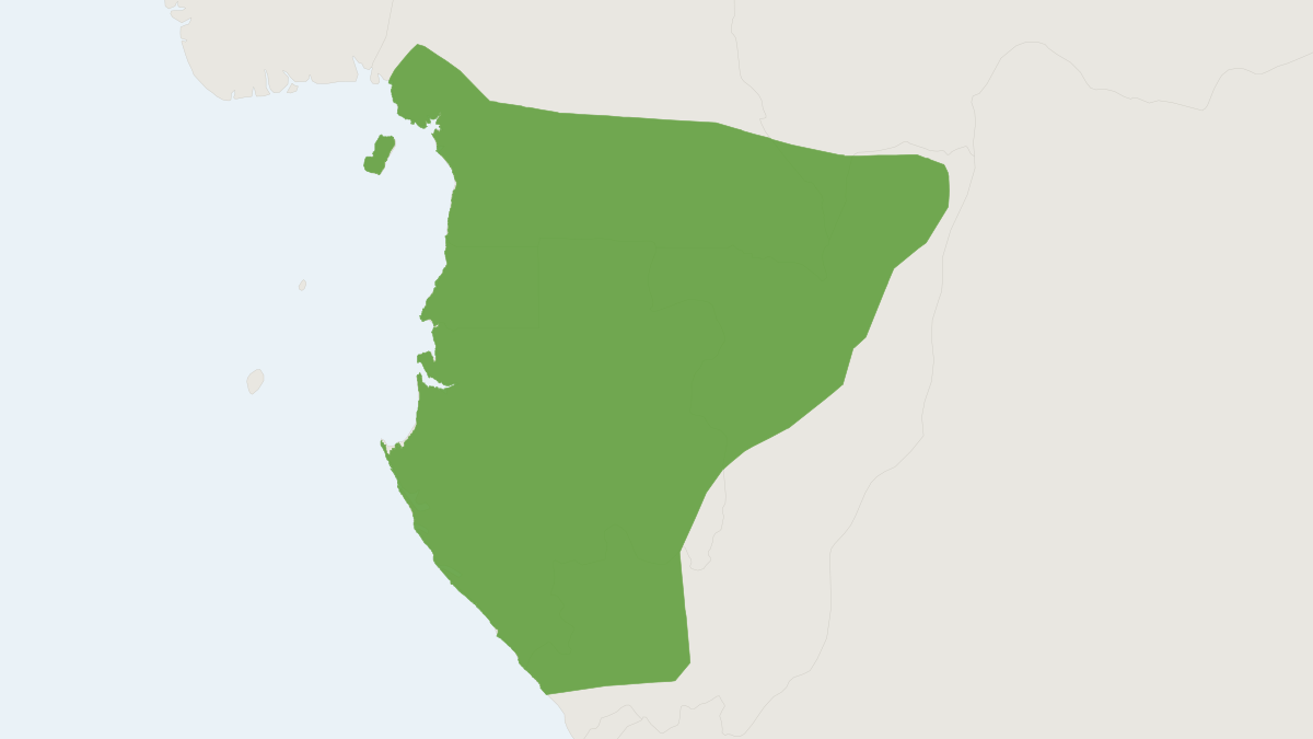Range map of the Fire-bellied Brush-furred Rat (Lophuromys nudicaudus)