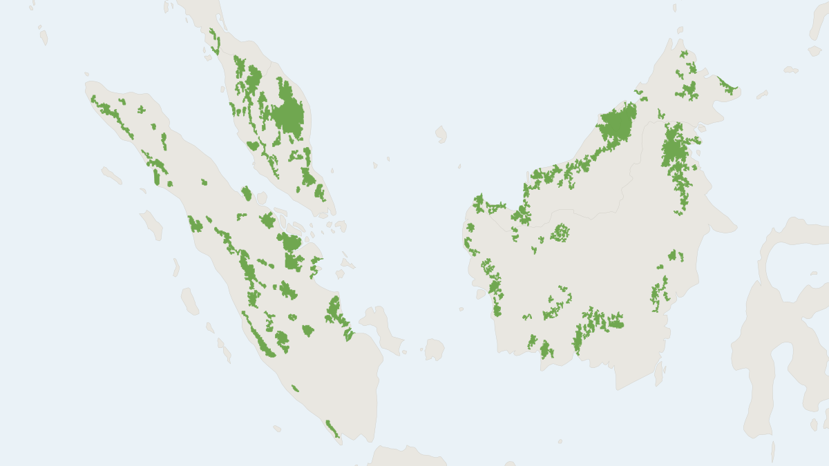 Range map of the Flat-headed Cat (Prionailurus planiceps)