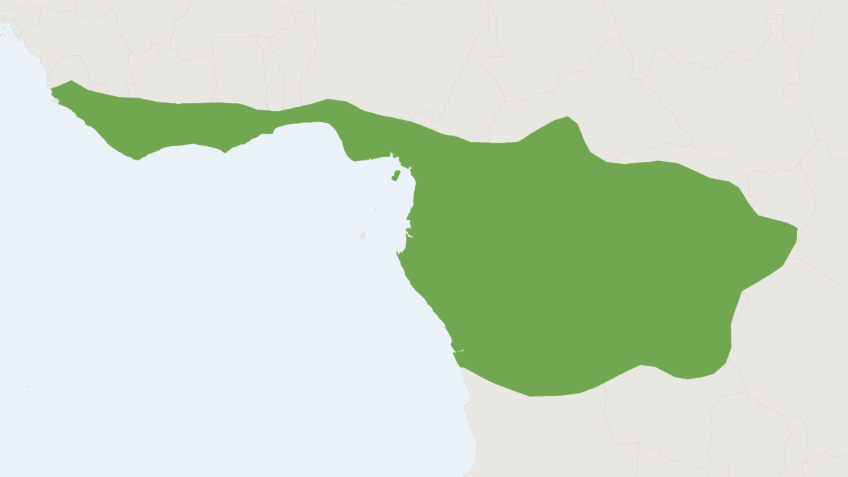 Range map of the Forest Giant Pouched Rat (Cricetomys emini) covering Burundi, Central African Republic and Democratic Republ