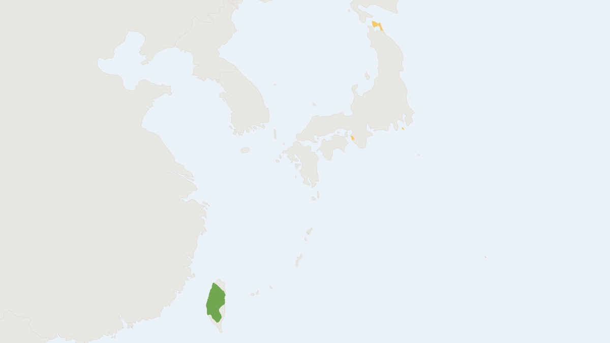 Range map of the Formosan Rock Macaque (Macaca cyclopis)