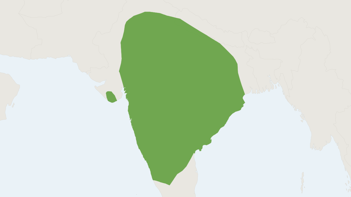 Range map of the Four-horned Antelope (Tetracerus quadricornis)