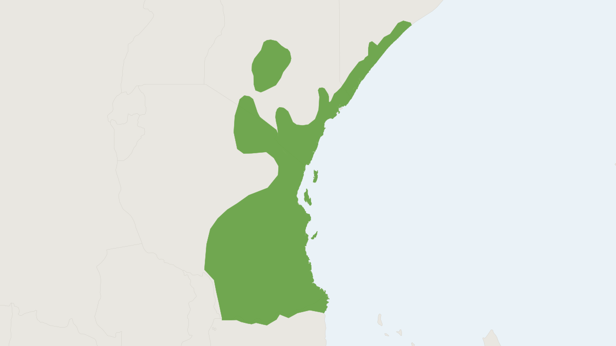 Range map of the Garnett's Greater Galago (Otolemur garnettii)