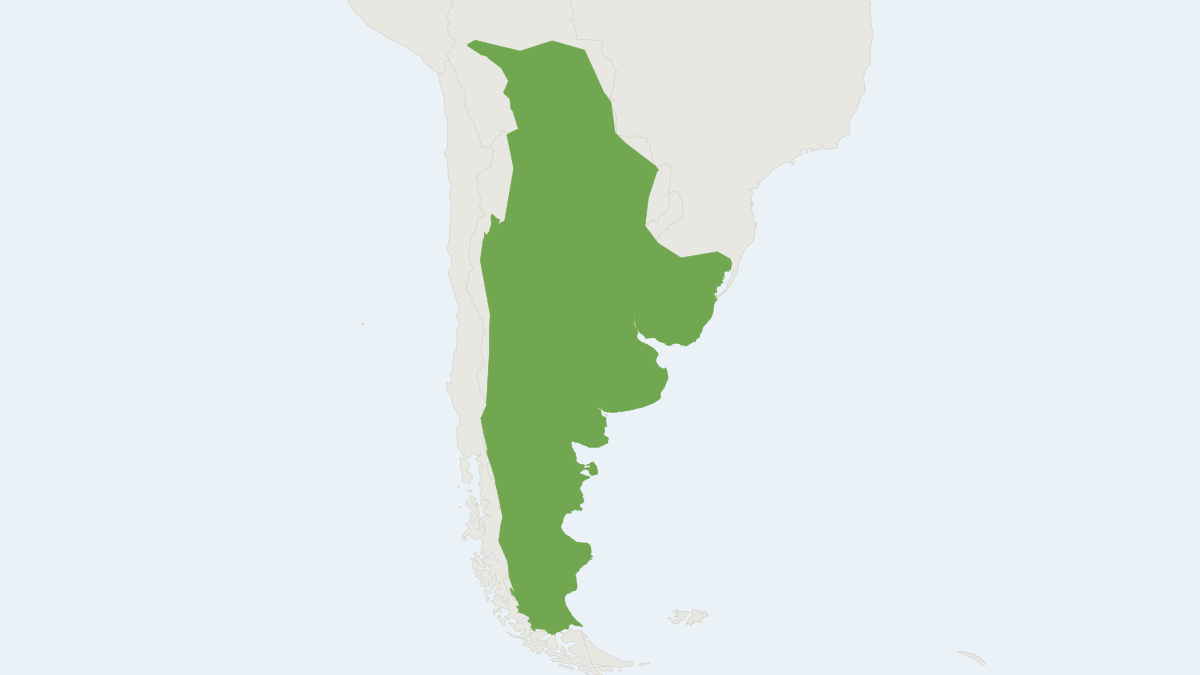Range map of the Geoffroy's Cat (Leopardus geoffroyi)