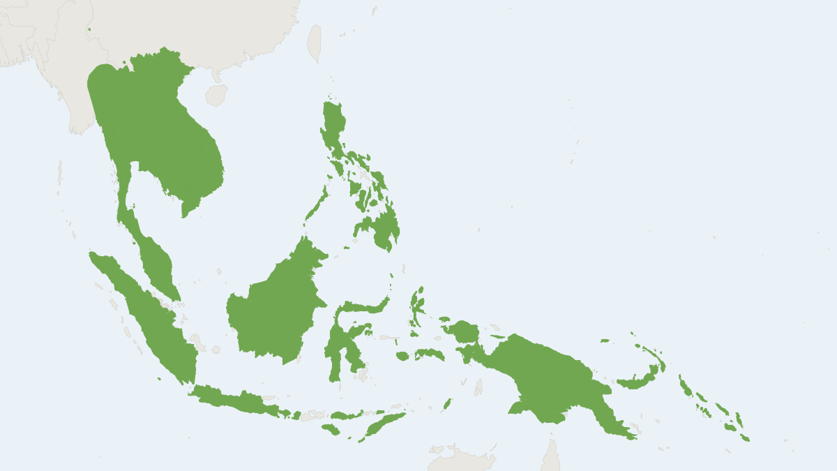 Range map of the Geoffroy's Rousette (Rousettus amplexicaudatus)