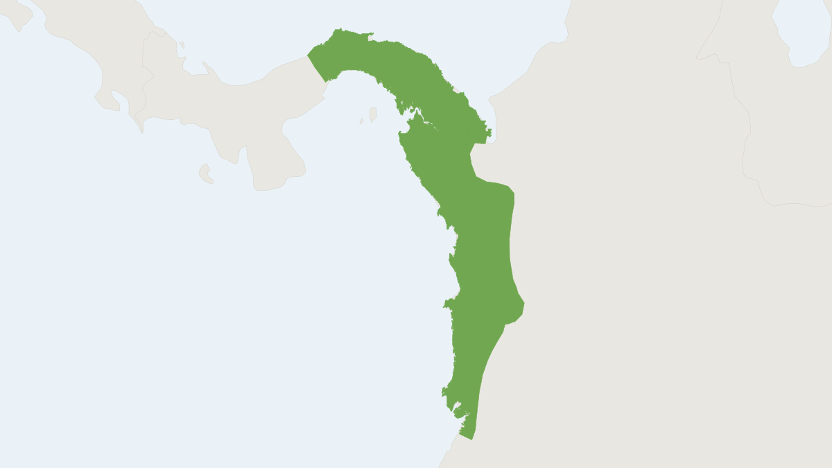 Range map of the Geoffroy’s Tamarin (Oedipomidas geoffroyi)