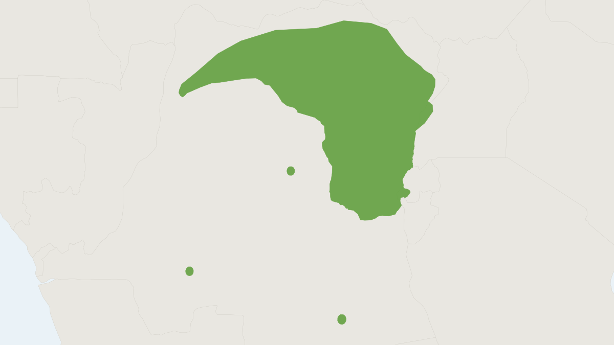 Range map of the Giant Genet (Genetta victoriae)
