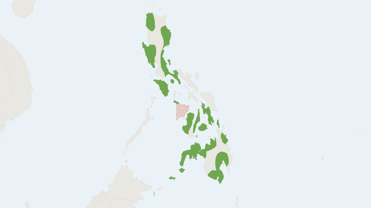 Range map of the Golden-capped Fruit Bat (Acerodon jubatus) covering Philippines