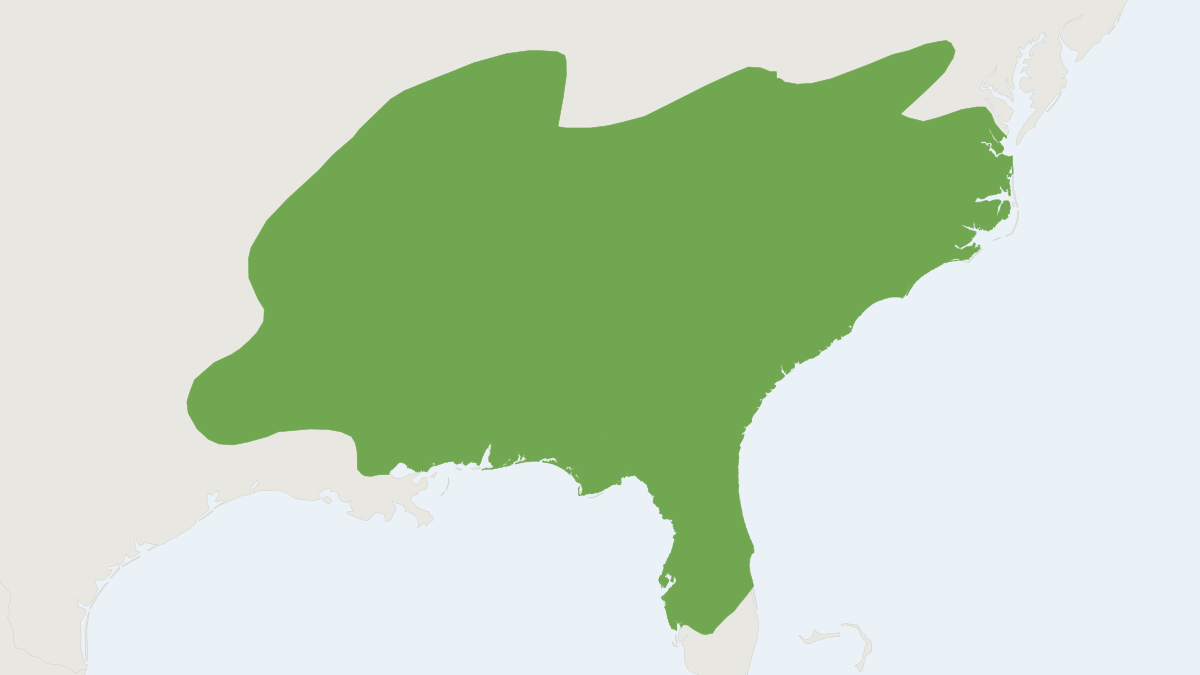 Range map of the Golden Mouse (Ochrotomys nuttalli)