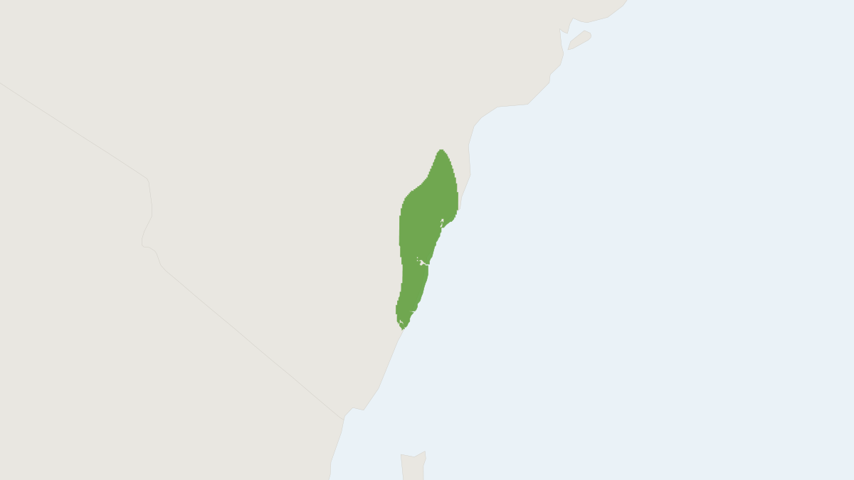 Range map of the Golden-rumped Sengi (Rhynchocyon chrysopygus)
