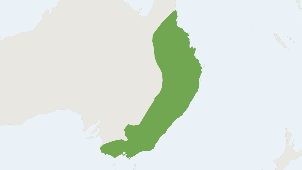 Range map of the Gould's Long-eared Bat (Nyctophilus gouldi)