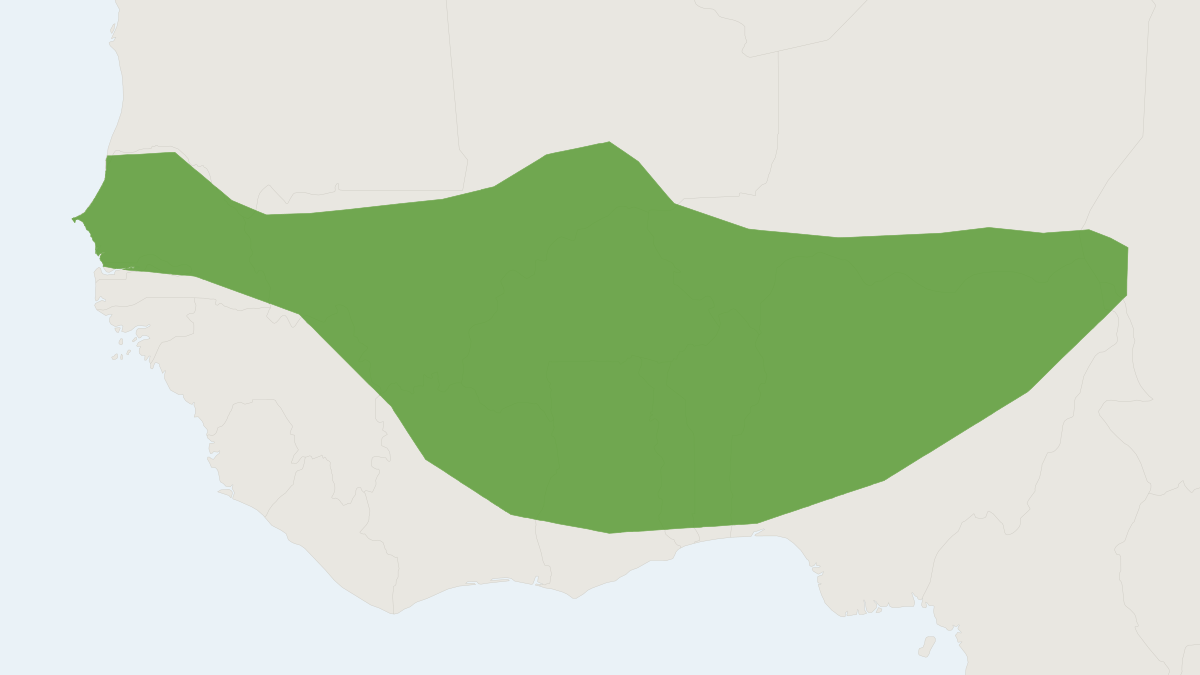 Range map of the Gracile Tateril (Taterillus gracilis)