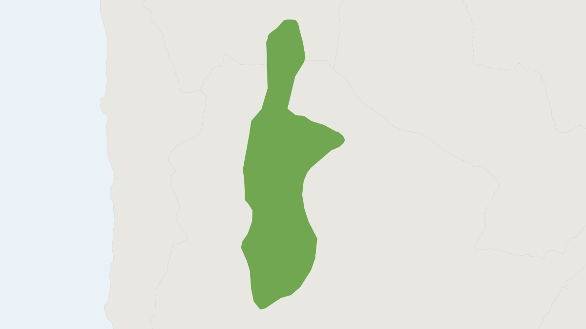Range map of the Gray-bellied Grass Mouse (Akodon simulator) covering Argentina, Bolivia and Chile