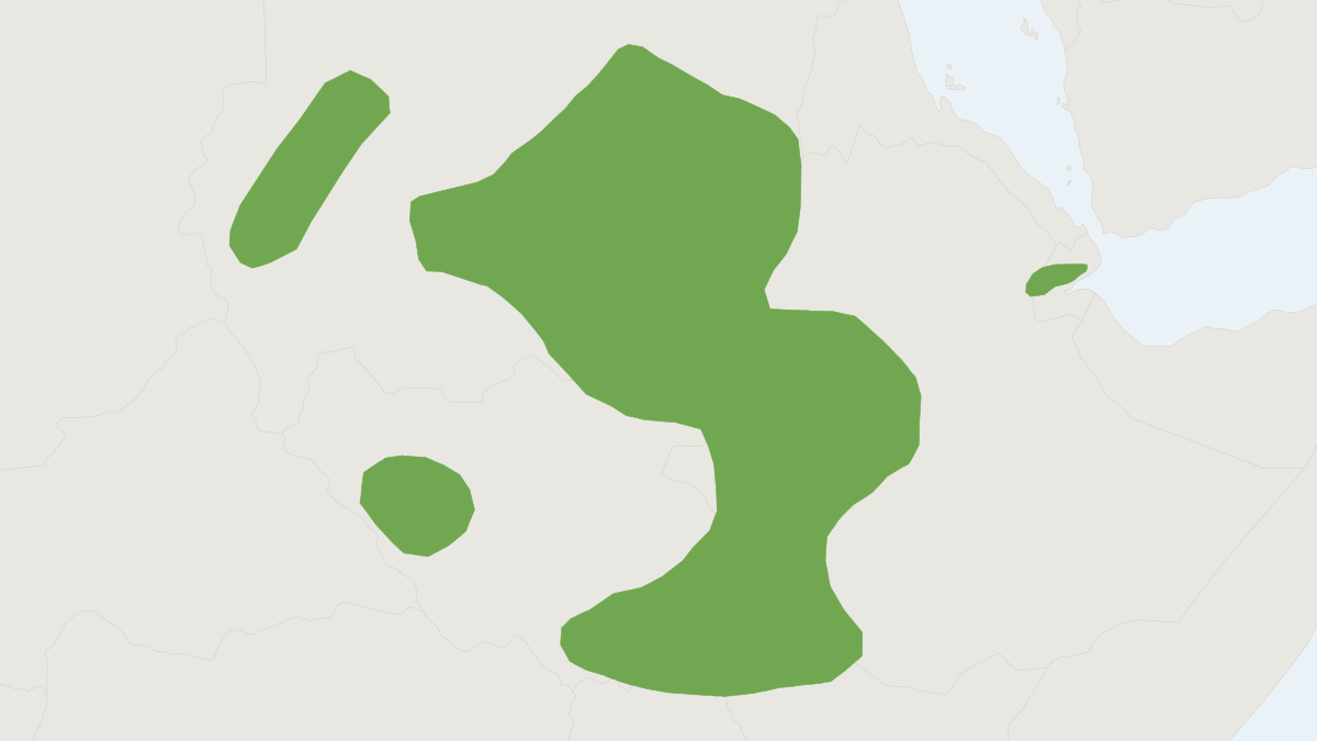Range map of the Gray Spiny Mouse (Acomys cineraceus) covering Djibouti, Eritrea and Ethiopia