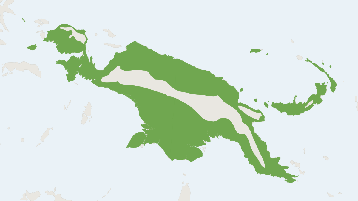Range map of the Great Flying Fox (Pteropus neohibernicus)