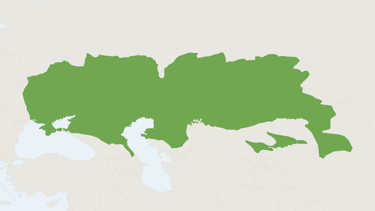 Range map of the Great Jerboa (Allactaga major) covering China, Kazakhstan and Kyrgyzstan
