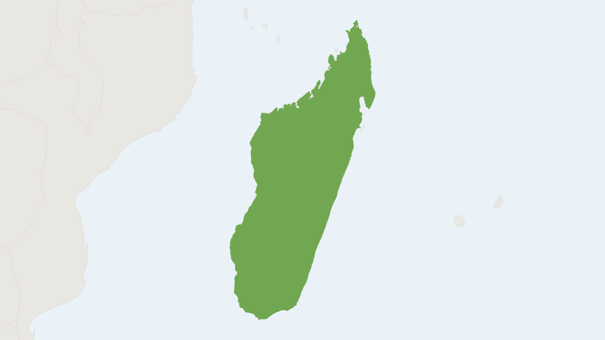 Range map of the Greater Hedgehog Tenrec (Setifer setosus)