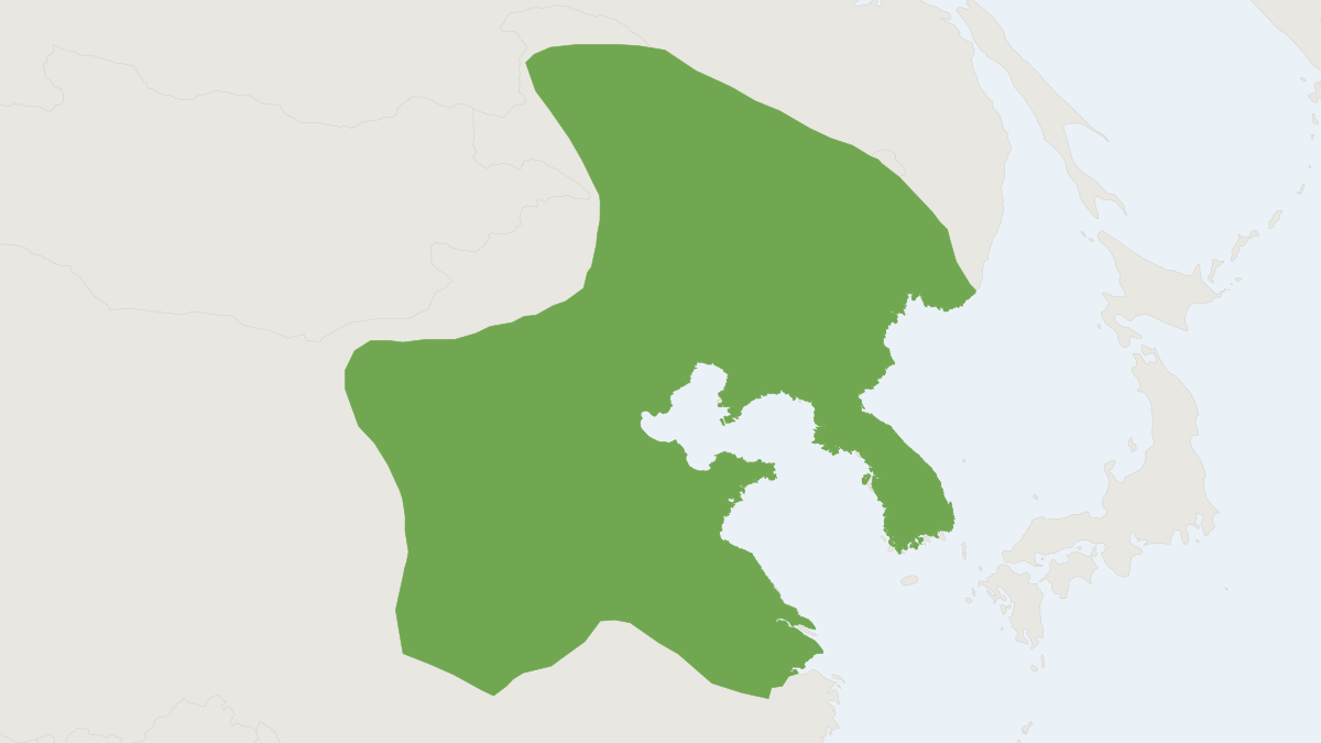 Range map of the Greater Long-tailed Hamster (Tscherskia triton)