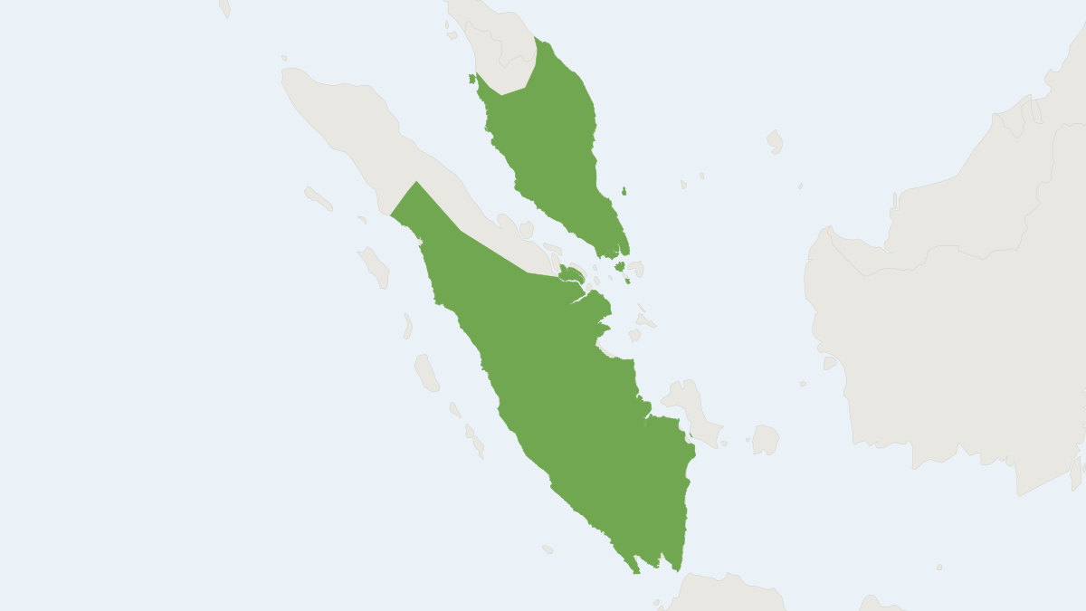 Range map of the Greater Slow Loris (Nycticebus coucang) covering Indonesia, Malaysia and Thailand