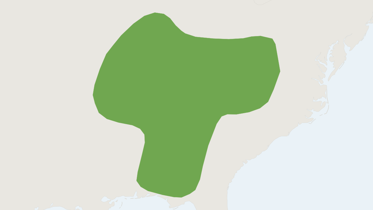Range map of the Grey Bat (Myotis grisescens)