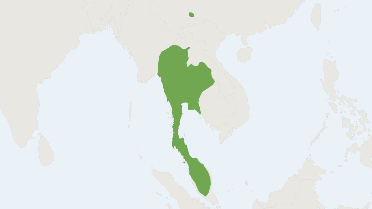 Range map of the Grey-bellied Squirrel (Callosciurus caniceps) covering Cambodia, Laos and Malaysia