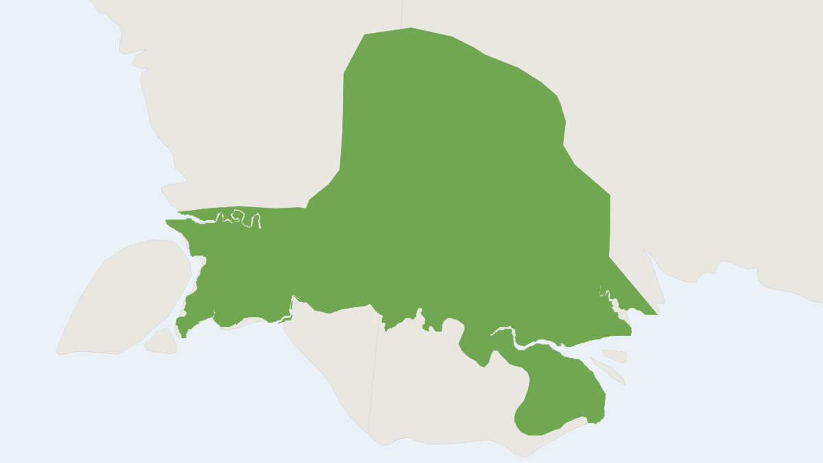 Range map of the Grey Pogonomelomys (Pogonomelomys brassi)