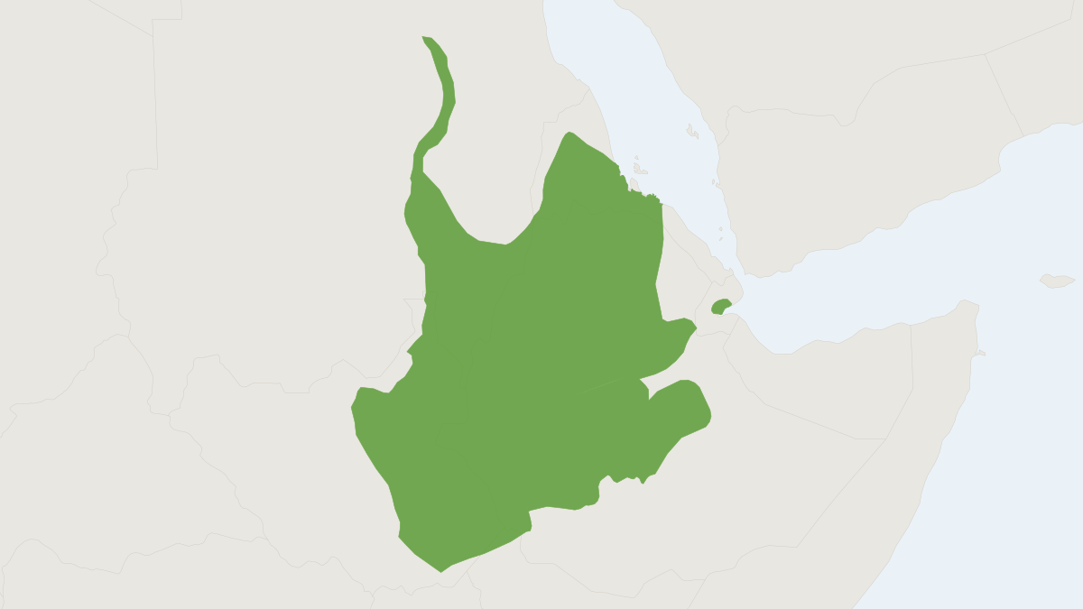Range map of the Grivet (Chlorocebus aethiops)