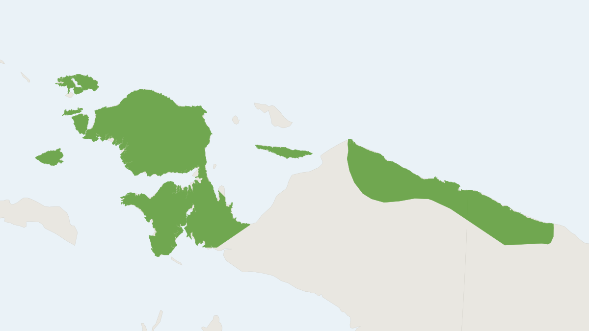 Range map of the Grizzled Tree Kangaroo (Dendrolagus inustus)