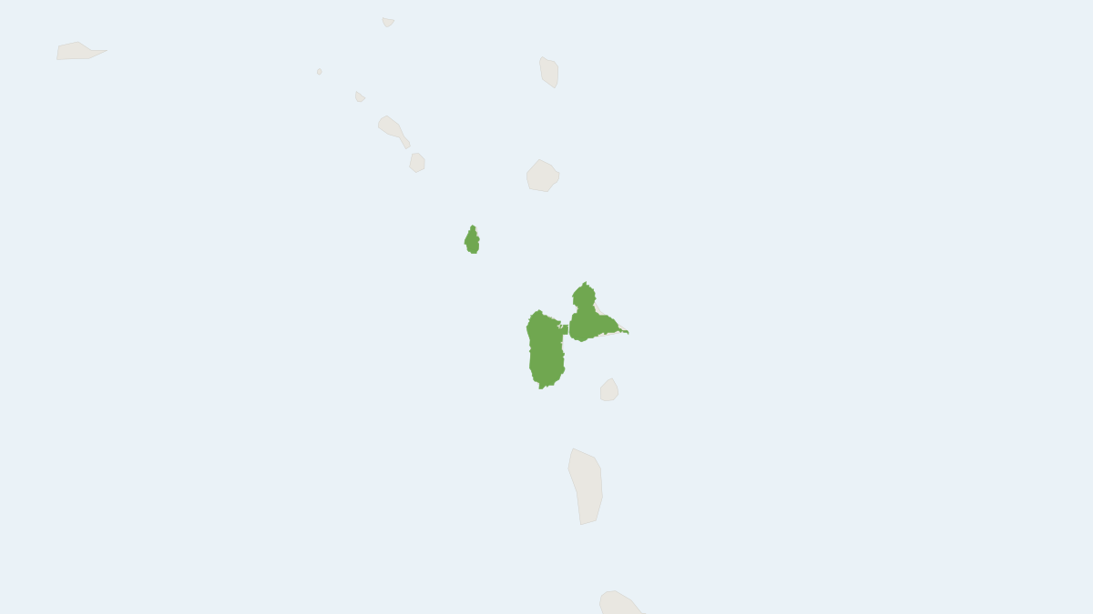 Range map of the Guadeloupean Big-eyed Bat (Chiroderma improvisum)