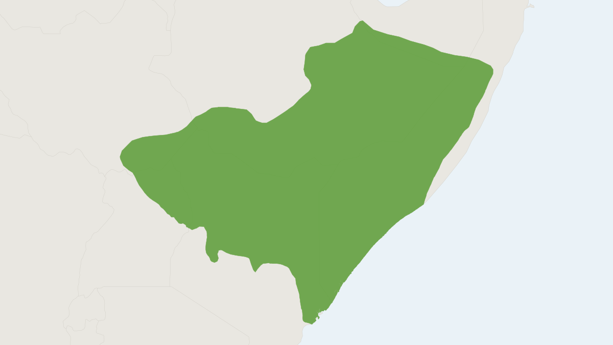 Range map of the Guenther's Dik-dik (Madoqua guentheri)
