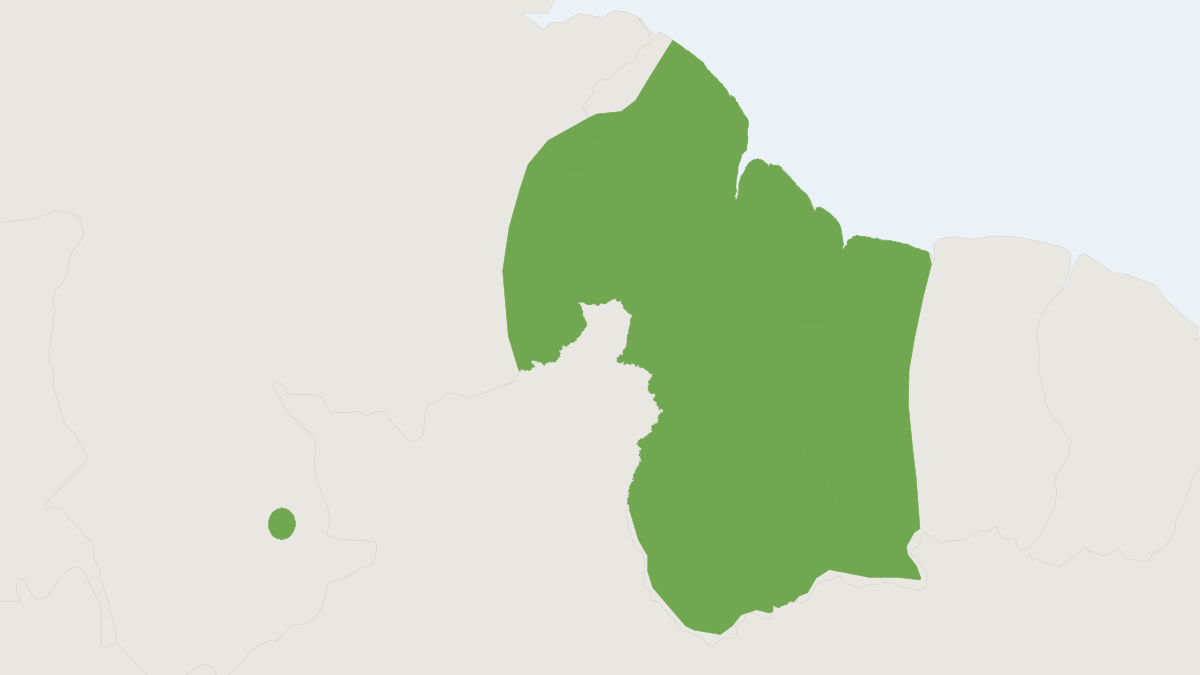 Range map of the Guiana Bristly Mouse (Neacomys guianae)