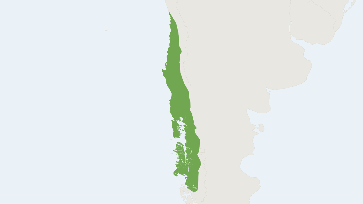 Range map of the Guiña (Leopardus guigna)