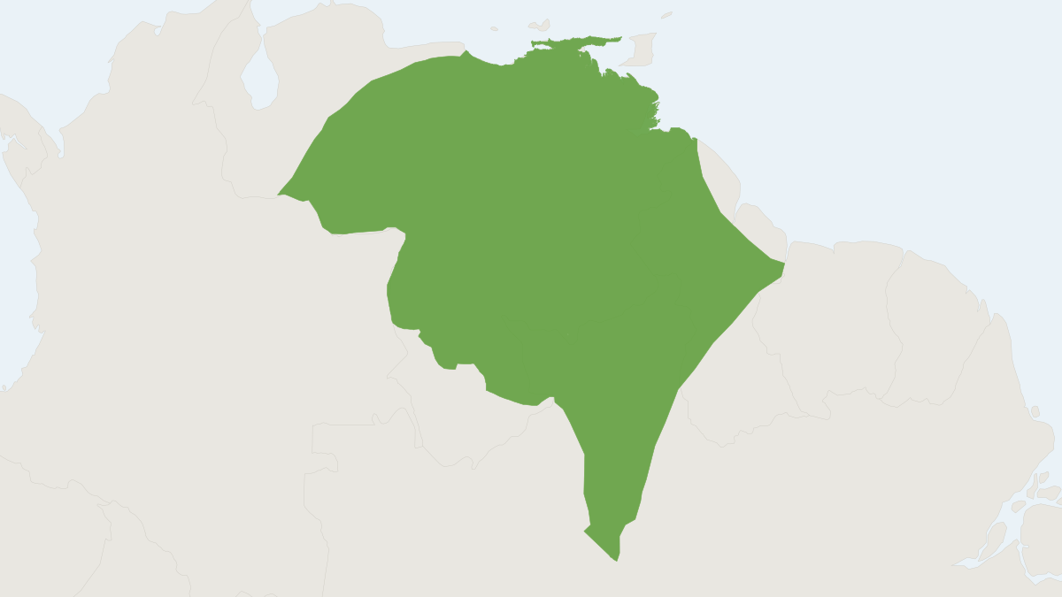 Range map of the Guinan Weeper Capuchin (Cebus olivaceus)