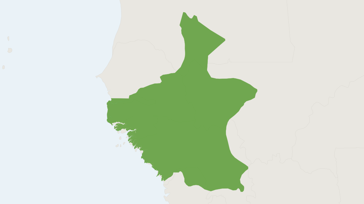 Range map of the Guinea Baboon (Papio papio)