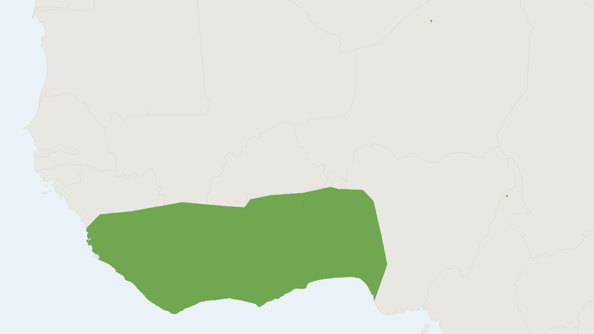 Range map of the Guinean Arvicanthis (Arvicanthis rufinus)
