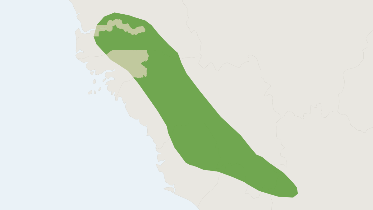 Range map of the Guinean Horseshoe Bat (Rhinolophus guineensis)