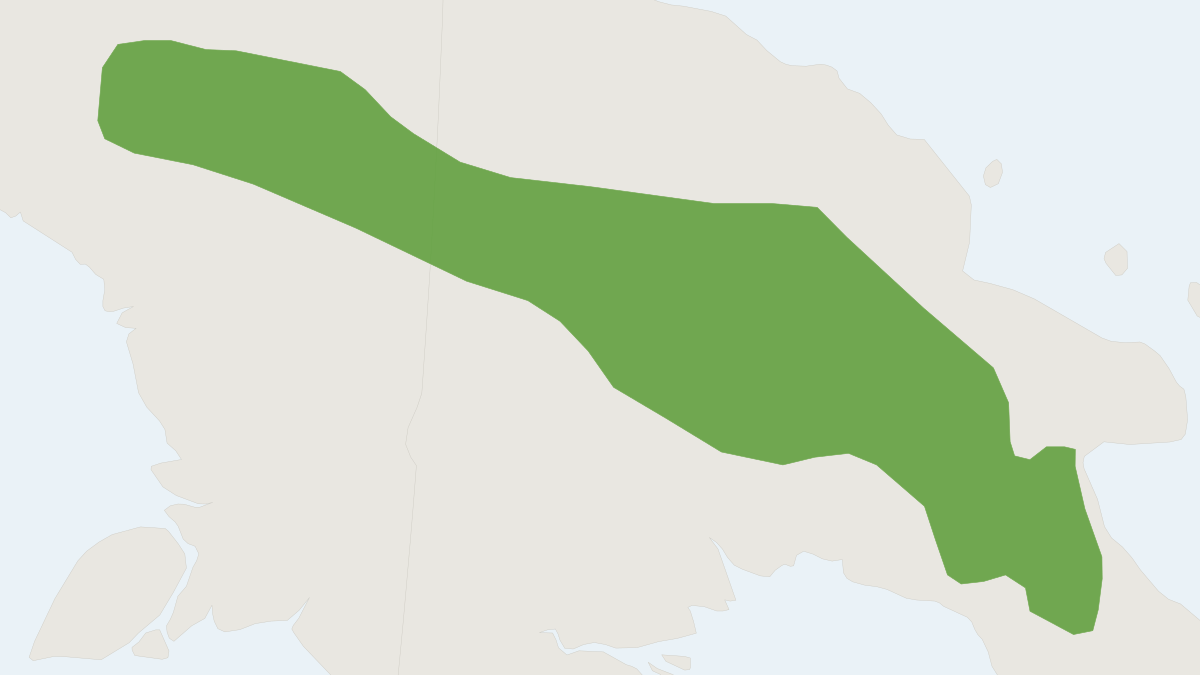 Range map of the Habbema Dasyure (Murexia habbema) covering Indonesia and Papua New Guinea