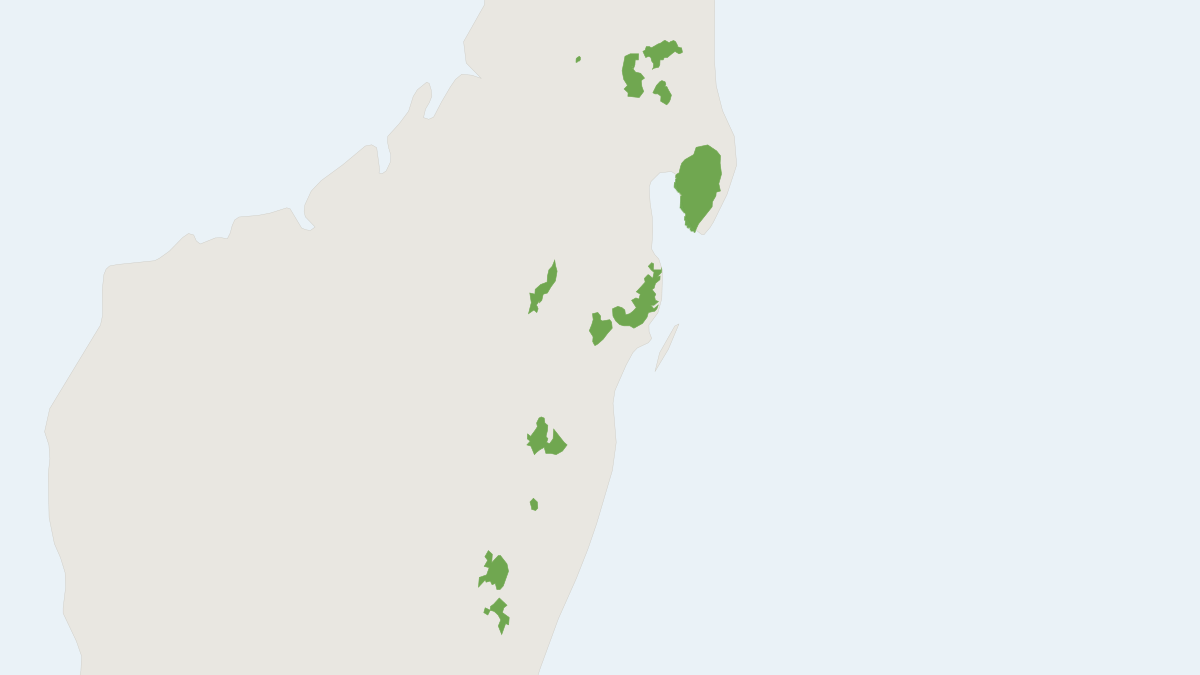 Range map of the Hairy-eared Dwarf Lemur (Allocebus trichotis) covering Madagascar