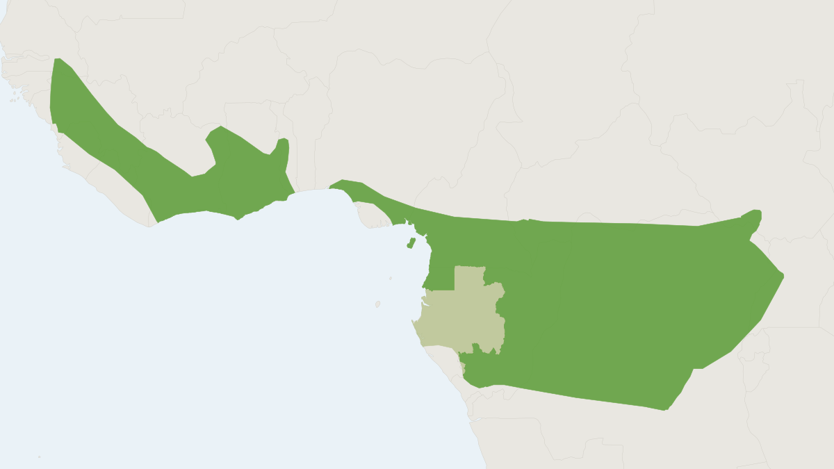Range map of the Halcyon Horseshoe Bat (Rhinolophus alcyone)