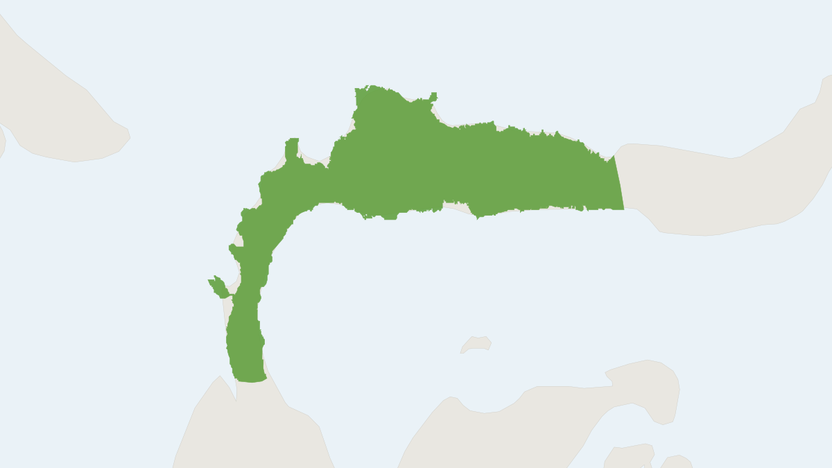 Range map of the Heck's Macaque (Macaca hecki)