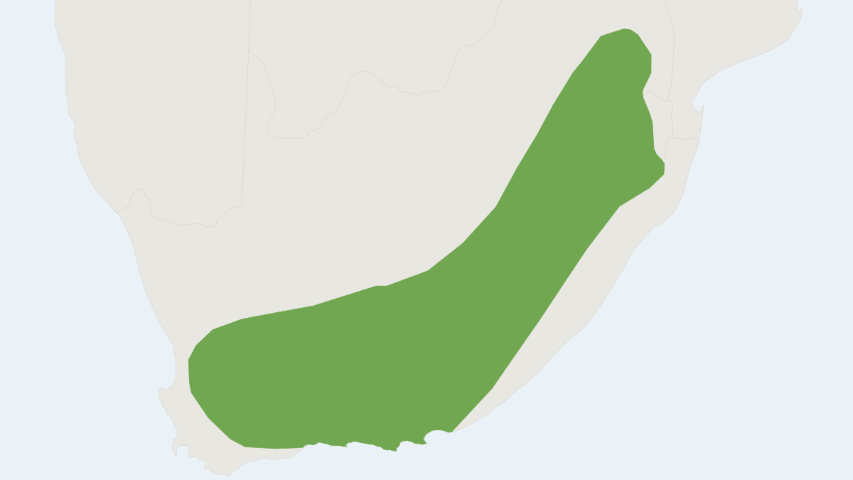 Range map of the Hewitt's Red Rock Hare (Pronolagus saundersiae)