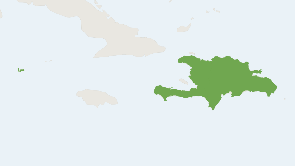 Range map of the Hispaniolan Greater Funnel-eared Bat (Natalus major)