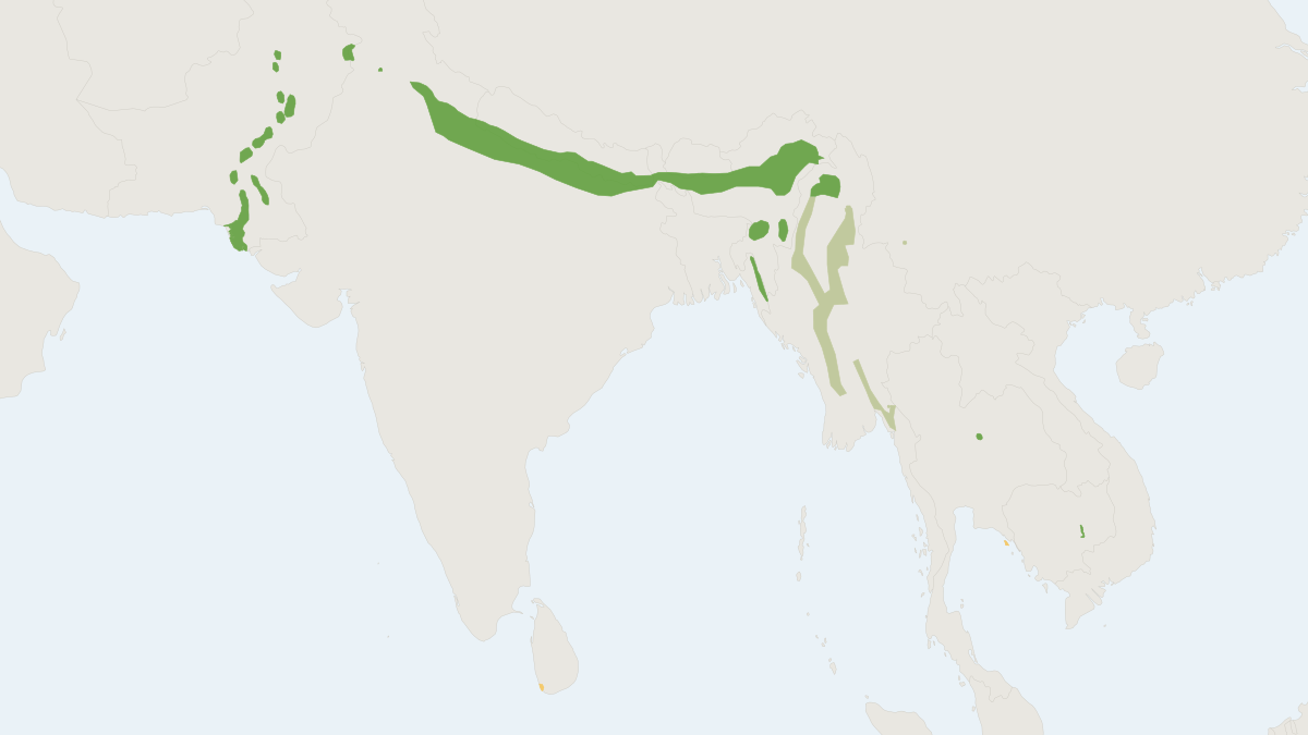 Range map of the Hog Deer (Axis porcinus)