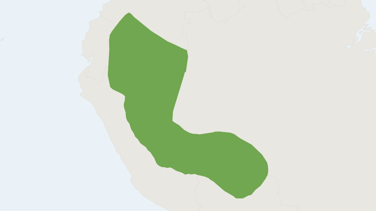 Range map of the Huallaga Spiny Rat (Proechimys brevicauda)