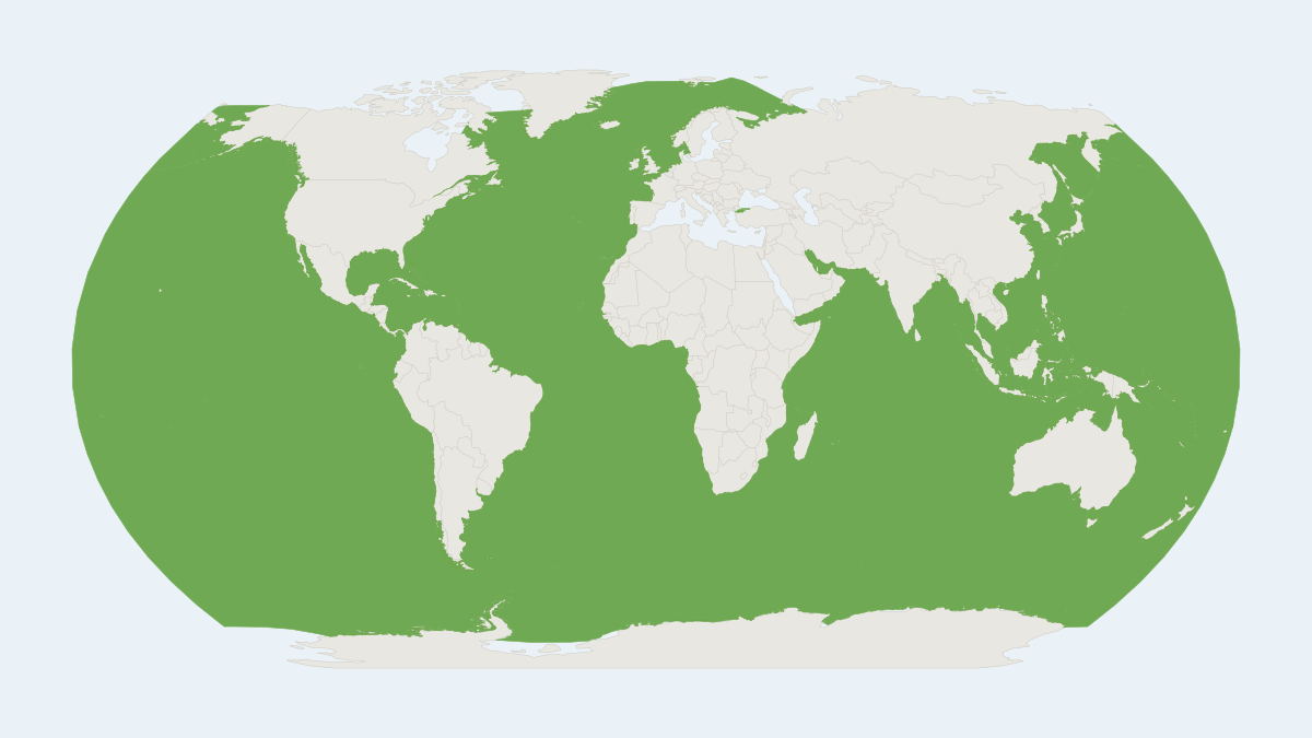 Range map of the Humpback Whale (Megaptera novaeangliae) covering Antarctica, Australia and Brazil