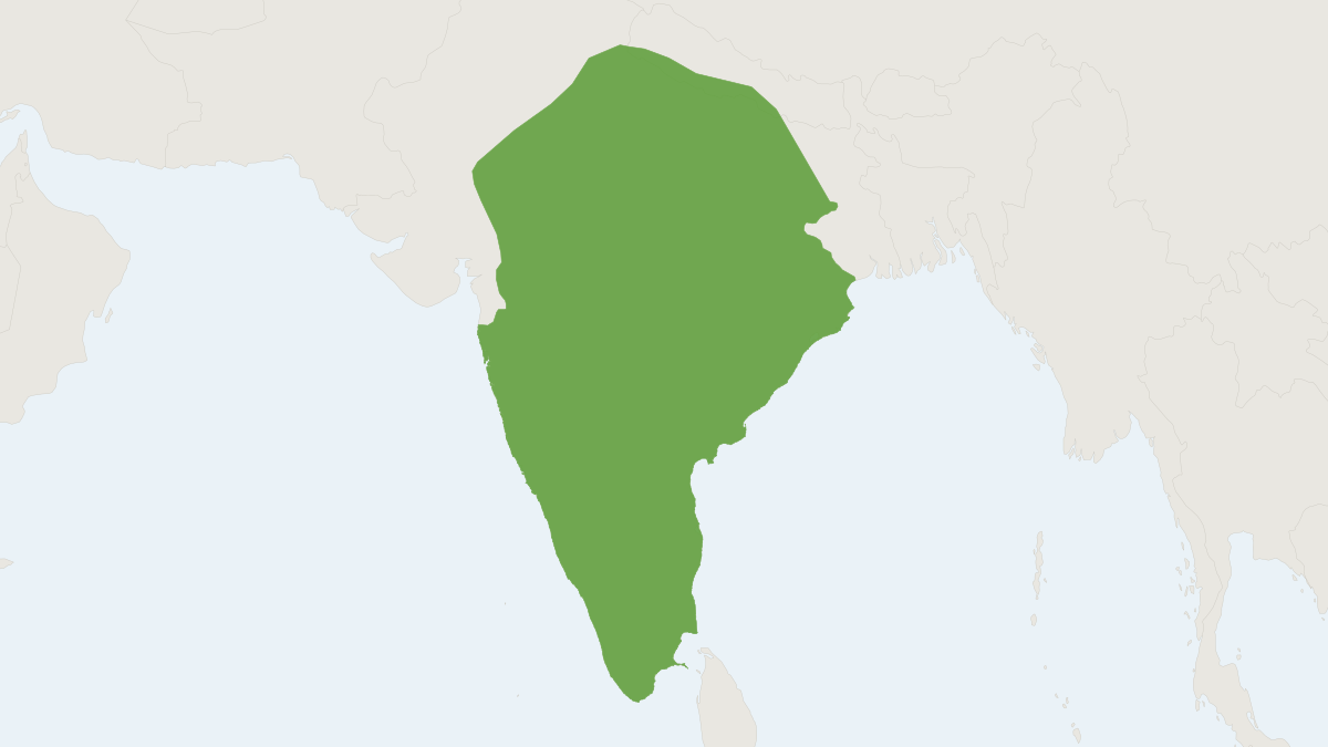Range map of the Indian Chevrotain (Moschiola indica)
