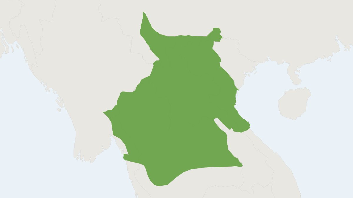 Range map of the Indochinese Gray Langur (Trachypithecus crepusculus)