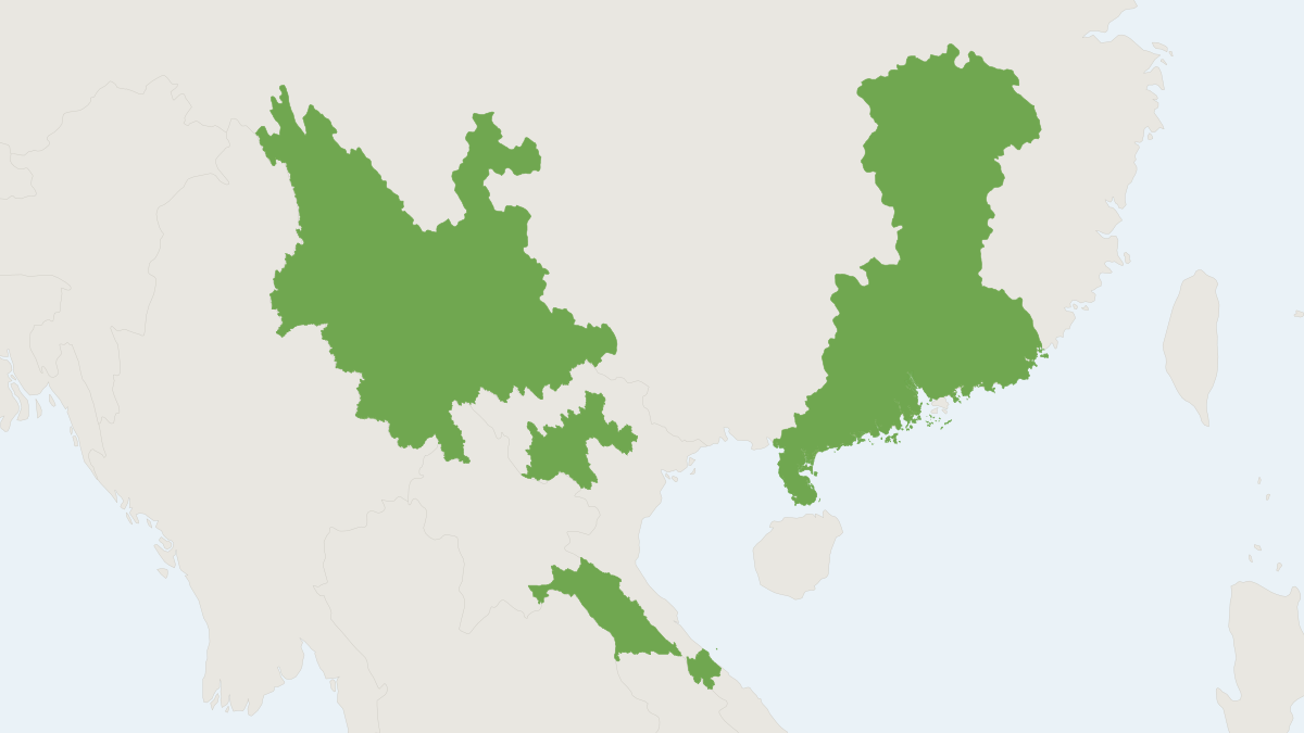 Range map of the Indochinese Mouse-eared Bat (Myotis indochinensis)