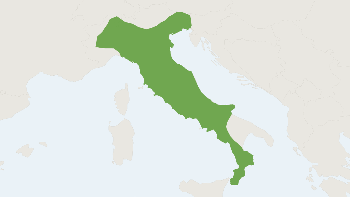 Range map of the Italian Water Vole (Arvicola italicus)