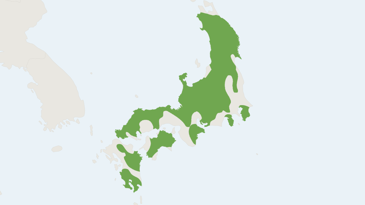 Range map of the Japanese Badger (Meles anakuma)