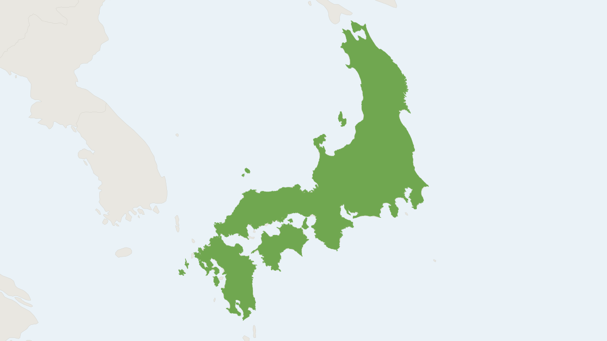 Range map of the Japanese Hare (Lepus brachyurus)